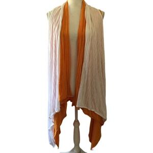 DKNY Duster Sleeveless Orange White Vest Cover Up Top Women Size X-Large 2 Piece
